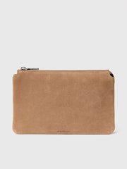 Whistles Nude Elita Suede Pouch Clutch - Image 2 of 5