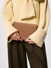 Whistles Nude Elita Suede Pouch Clutch - Image 5 of 5