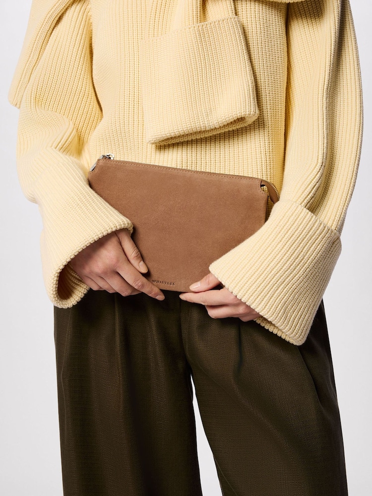 Whistles Nude Elita Suede Pouch Clutch - Image 5 of 5