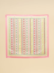 Joules Elsie Multi Floral Stripe 100% Silk Square Scarf - Image 6 of 8