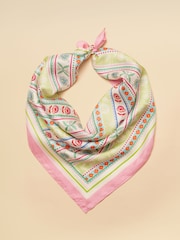 Joules Elsie Multi Floral Stripe 100% Silk Square Scarf - Image 7 of 8