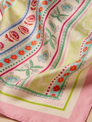 Joules Elsie Multi Floral Stripe 100% Silk Square Scarf - Image 8 of 8