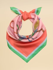 Joules Elsie Multi Bright Umbrella 100% Silk Square Scarf - Image 1 of 6