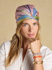 Joules Elsie Multi Bright Umbrella 100% Silk Square Scarf - Image 2 of 6