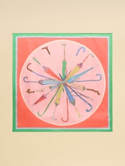 Joules Elsie Multi Bright Umbrella 100% Silk Square Scarf - Image 5 of 6