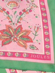Joules Highgrove Pink & Green Floral 100% Silk Skinny Scarf - Image 4 of 5