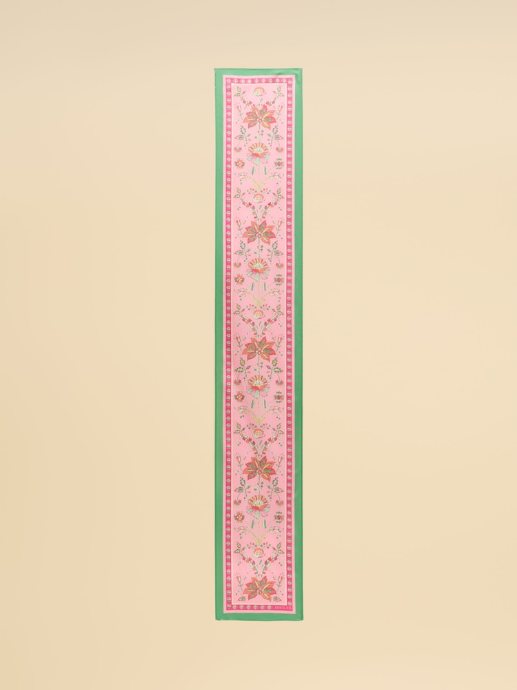 Joules Highgrove Pink & Green Floral 100% Silk Skinny Scarf - Image 5 of 5 Joules Highgrove Pink & Green Floral 100% Silk Skinny Scarf - Image 5 of 5