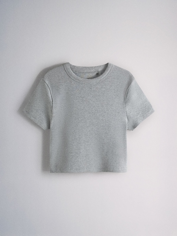 Grey Marl/Blue/Pink/White - The Set 4 Pack Ribbed Cropped T-Shirts - Bild 2 von 7 Grey Marl/Blue/Pink/White - The Set 4 Pack Ribbed Cropped T-Shirts - Bild 2 von 7