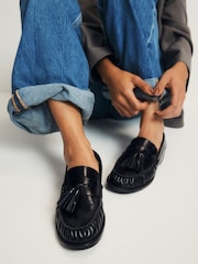 Қара былғары - The Set Tassel Ruched Loafers - 8суретінің 1 суреті