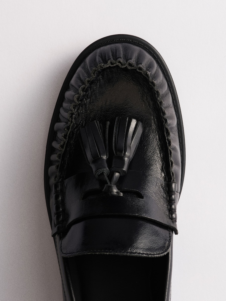 The Set Tassel Ruched Loafers Black Leather - Image 7 of 7 The Set Tassel Ruched Loafers Black Leather - Image 7 of 7