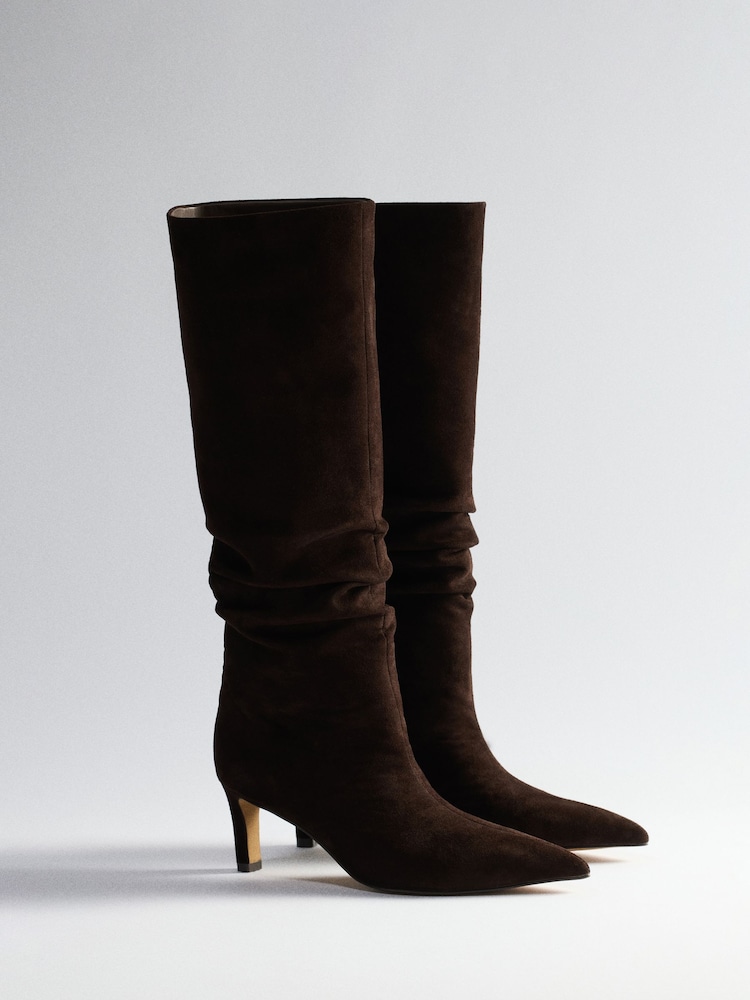 The Set Suede Slouch Knee High Boots Chocolate Brown - Image 1 of 3 The Set Suede Slouch Knee High Boots Chocolate Brown - Image 1 of 3