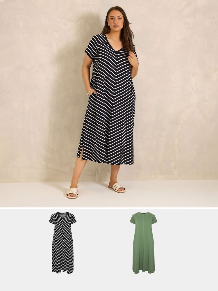 Evans Black Jersey Dresses 2 Pack - Image 1 of 6