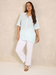Evans White Grown On Sleeve Cut About Stripe Shirt - Image 2 of 6