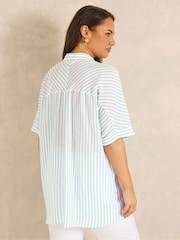 Evans White Grown On Sleeve Cut About Stripe Shirt - Image 3 of 6