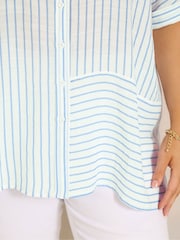 Evans White Grown On Sleeve Cut About Stripe Shirt - Image 4 of 6