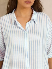 Evans White Grown On Sleeve Cut About Stripe Shirt - Image 5 of 6