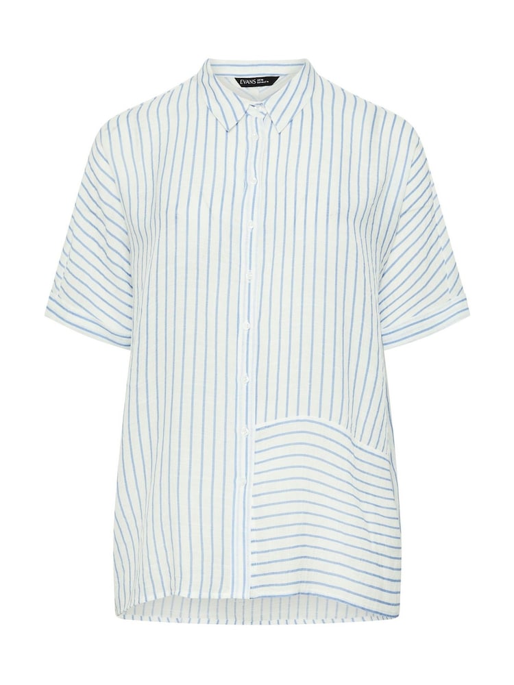 Evans White Grown On Sleeve Cut About Stripe Shirt - Image 6 of 6 Evans White Grown On Sleeve Cut About Stripe Shirt - Image 6 of 6