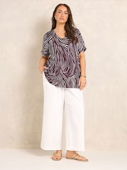Evans Red Crinkle Jersey V-Neck Top - Image 3 of 4