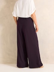 Evans Purple Crepe Pleated Trousers - Image 3 of 5