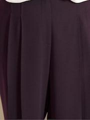 Evans Purple Crepe Pleated Trousers - Image 4 of 5