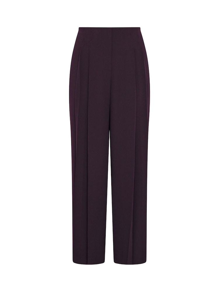 Evans Purple Crepe Pleated Trousers - Image 5 of 5 Evans Purple Crepe Pleated Trousers - Image 5 of 5