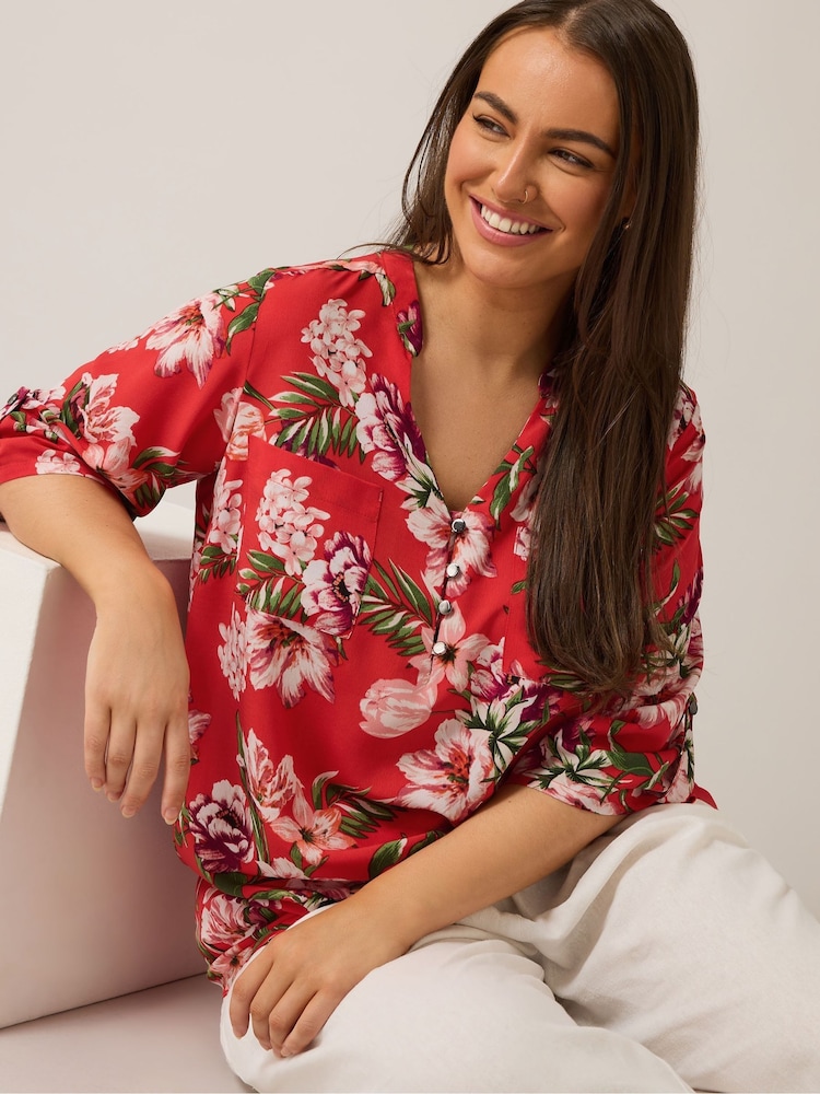 Evans Red Button Detail Blouse - Image 4 of 4