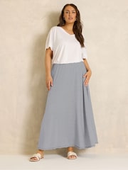 Evans Black Striped Jersey Pocket Midaxi Skirt - Image 3 of 5