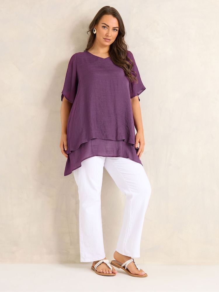 Evans Purple Double Layer Angel Sleeve Top - Image 2 of 5