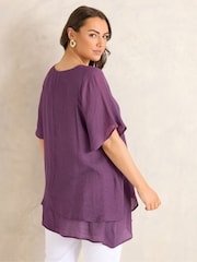 Evans Purple Double Layer Angel Sleeve Top - Image 3 of 5