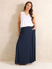 Evans Blue Jersey Pocket Midaxi Skirt - Image 2 of 5