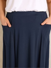 Evans Blue Jersey Pocket Midaxi Skirt - Image 4 of 5