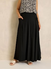 Evans Black Jersey Pocket Midaxi Skirt - Image 1 of 5