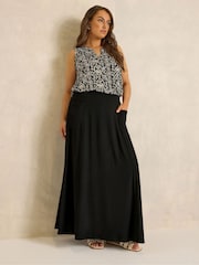 Evans Black Jersey Pocket Midaxi Skirt - Image 3 of 5