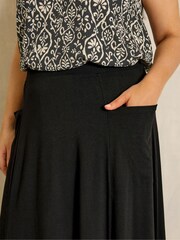Evans Black Jersey Pocket Midaxi Skirt - Image 4 of 5