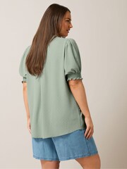 Evans Green Frilled Tie Neck Blouse - Image 3 of 4