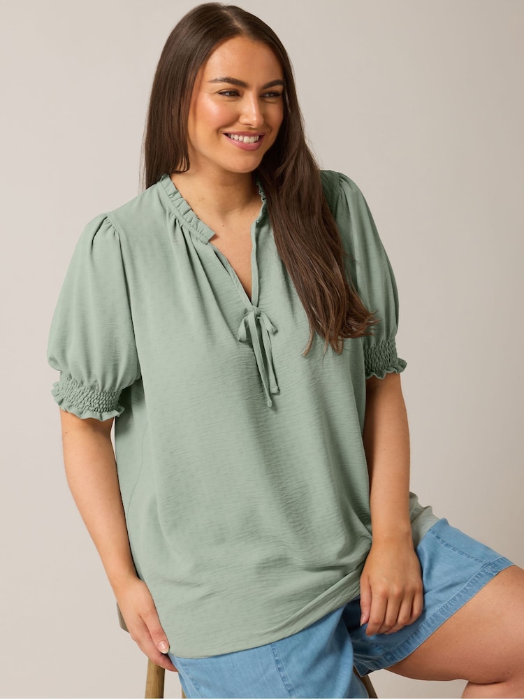 Evans Green Frilled Tie Neck Blouse - Image 4 of 4 Evans Green Frilled Tie Neck Blouse - Image 4 of 4