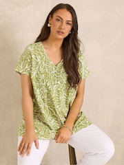 Evans Green Slub Short Sleeve Pintuck Henley T-Shirt - Image 1 of 6