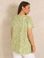 Evans Green Slub Short Sleeve Pintuck Henley T-Shirt - Image 2 of 6