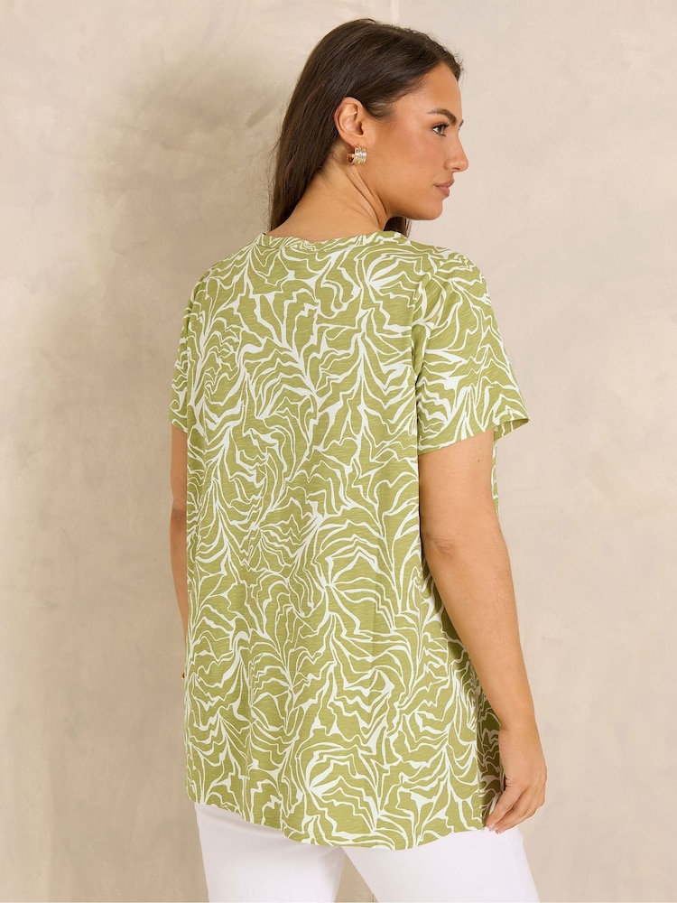 Evans Green Slub Short Sleeve Pintuck Henley T-Shirt - Image 2 of 6