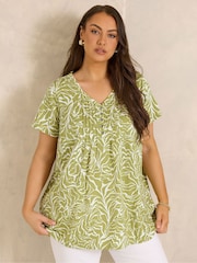 Evans Green Slub Short Sleeve Pintuck Henley T-Shirt - Image 3 of 6