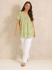 Evans Green Slub Short Sleeve Pintuck Henley T-Shirt - Image 5 of 6