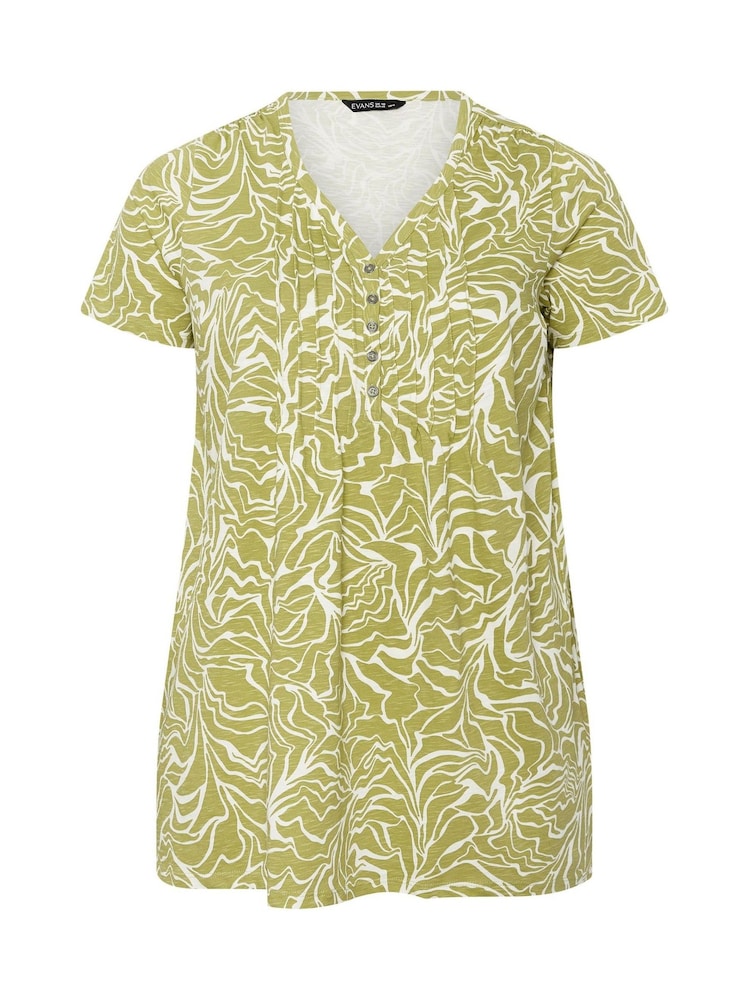 Evans Green Slub Short Sleeve Pintuck Henley T-Shirt - Image 6 of 6