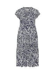 Evans Blue Tiered Slub Cotton Dress - Image 5 of 5