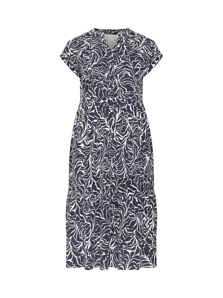 Evans Blue Tiered Slub Cotton Dress - Image 5 of 5