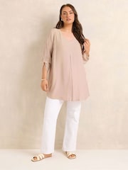 Evans Pink Long Sleeve Double Layer Top - Image 2 of 5