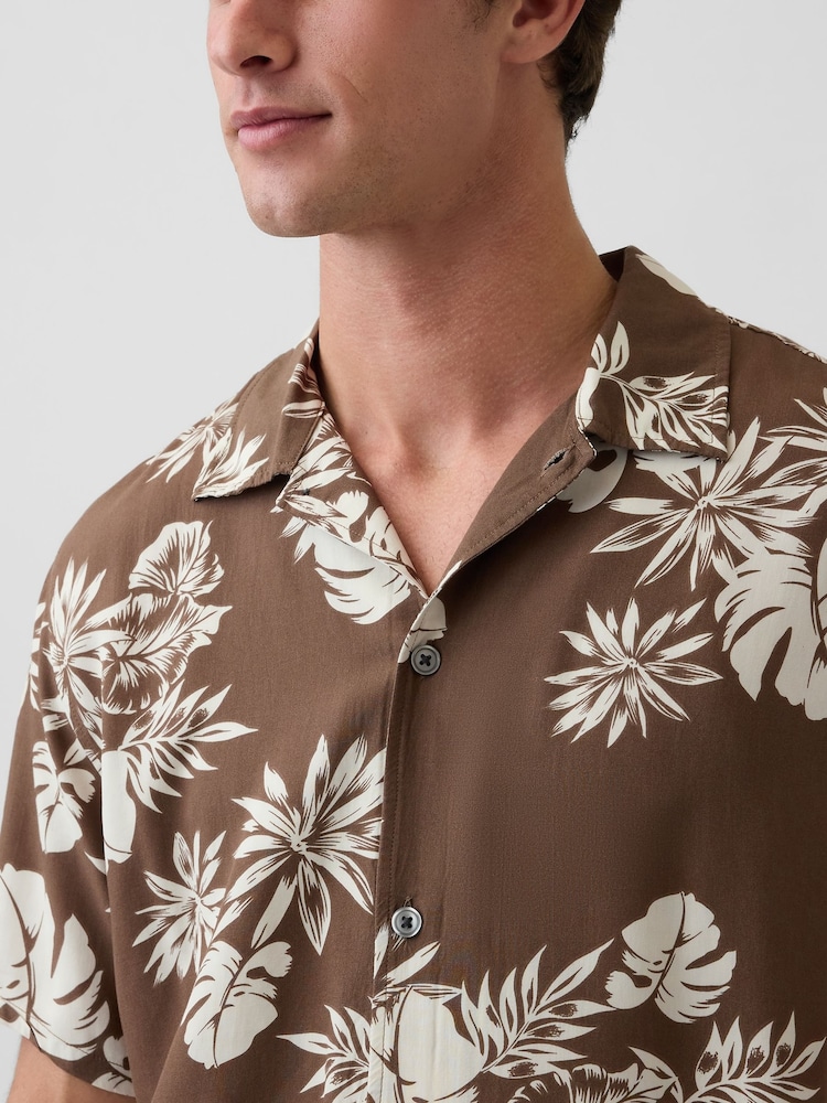 Gap Brown Relaxed Collar Short Sleeve Shirt - Image 4 of 4