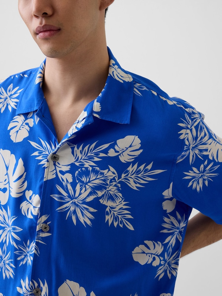 Gap Blue Relaxed Collar Short Sleeve Shirt - Image 4 of 4