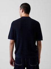 Azul marino - Gap Linen-Blend Knitted Polo Shirt - Imagen 2 de 4