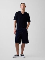 Azul marino - Gap Linen-Blend Knitted Polo Shirt - Imagen 3 de 4