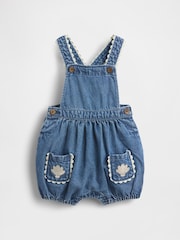 Gap Blue Denim Shell Pocket Bubble Short Overalls (0-24mths) - Image 1 of 3